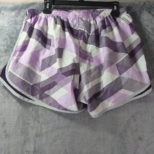 Nike Women DriFit Running Shorts XL Purple GeometricPrint Activewear Lightweight